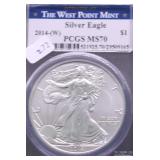2014 W PCGS MS70 SILVER EAGLE