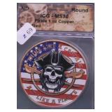 ICG MS70 I OZ .999 COPPER ROUND