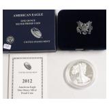 2012 PROOF SILVER EAGLE W BOX PAPERS