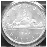 1963 CANADA SILVER DOLLAR CHOICE BU