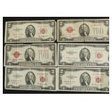 (6) RED SEAL $2 BILLS