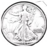 1942 D WALKING HALF DOLLAR VF