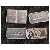 5  -1 GRAM .999 SILVER BARS