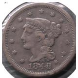 1848 LARGE CENT VF