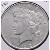 1922 PEACE DOLLAR XF