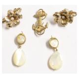 STERLING SILVER NAVY ANCHOR/ STERLING PEARL