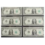 6 GEM BU BARR 1 $ FEDERAL RESERVE NOTES CONSECUTIV