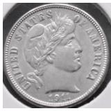 1911 D CHOICE BU BARBER DIME