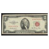 TWO DOLLAR RED SEAL US LEGAL TENDER VF