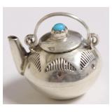 STERLING SILVER /TURQUOIS NAVAJO  TEA POT CHARM