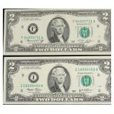 TWO GEM BU 2 $ FEDERAL RESERVE NOTES
