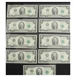 9  GEM CONSECUTIVE SERIAL# 2$ FEDERAL RESERVE NOTE
