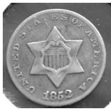 1852 SILVER 3 CENT VF