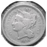 1865 3 CENT PIECE F