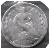 1855 SEATED HALF DIME G DETAILS