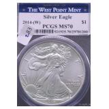 2014 W PCGS MS70 SILVER EAGLE