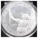 1977 PANAMA SILVER 20 BALBOAS PROOF 5 OZ .925
