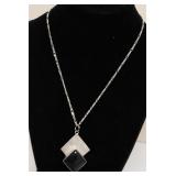 STERLING SILVER BLACK ONYX NECKLACE