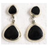 STERLING SILVER BLACK ONYX EAR RINGS