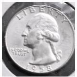 1958 D CHOICE BU WASHINGTON QUARTER