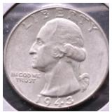 1943 CHOICE BU WASHINGTON QUARTER