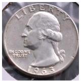 1963 CHOICE BU WASHINGTON QUARTER