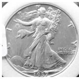 1937 WALKING HALF DOLLAR AU