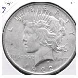 1922 PEACE DOLLAR VF