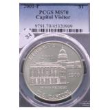 2001 P PCGS MS70 CAPITOL SILVER DOLLAR
