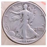 1941 S WALKING HALF DOLLAR VF