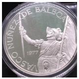 1977 PANAMA SILVER 5 BALBOAS PROOF 5 OZ