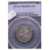 1974 S PCGS PF69DC JEFFERSON NICKEL
