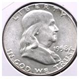 1958 GEM BU FRANKLIN HALF DOLLAR