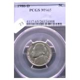 1986 D PCGS MS65 JEFFERSON NICKEL FULL STEPS