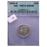 2000 S ICG PF70DC ROOSEVELT DIME