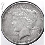 1922 PEACE DOLLAR VF