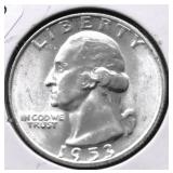 1953 D GEM BU WASHINGTON QUARTER