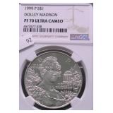 1999 P NGC PF70UC DOLLAR MADISON SILVER DOLLAR