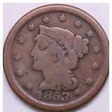 1853 LARGE CENT VG