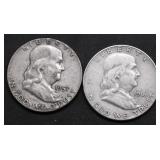 TWO FRANKLIN HALF DOLLARS