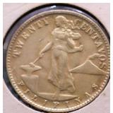 1945 D US PHILIPPINES SILVER 50 CENTS VF