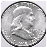 1958 GEM BU FRANKLIN HALF DOLLAR