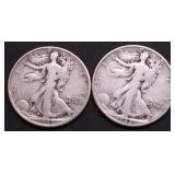 TWO WALKING HALF DOLLARS