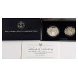 WW2 PROOF SILVER DOLLAR & HALF W BOX PAPERS