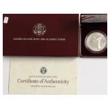 1988 PROOF OLYMPIC SILVER DOLLAR W BOX PAPERS
