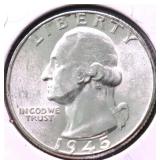 1945 D GEM BU WASHINGTON QUARTER