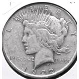 1922 PEACE DOLLAR VF