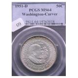 1951 D PCGS MS64 WASH/CARVER HALF DOLLAR