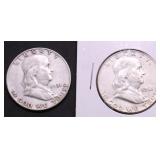 TWO FRANKLIN HALF DOLLARS
