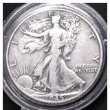 1945 WALKING HALF DOLLAR VF